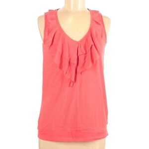 New DKNY Orange Ruffled Sleeveless Blouse Size M